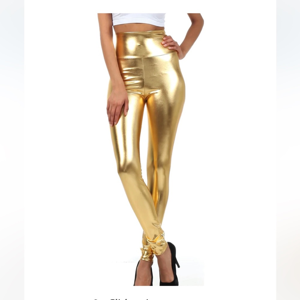 Large Gold shiny leggings, new still in packing